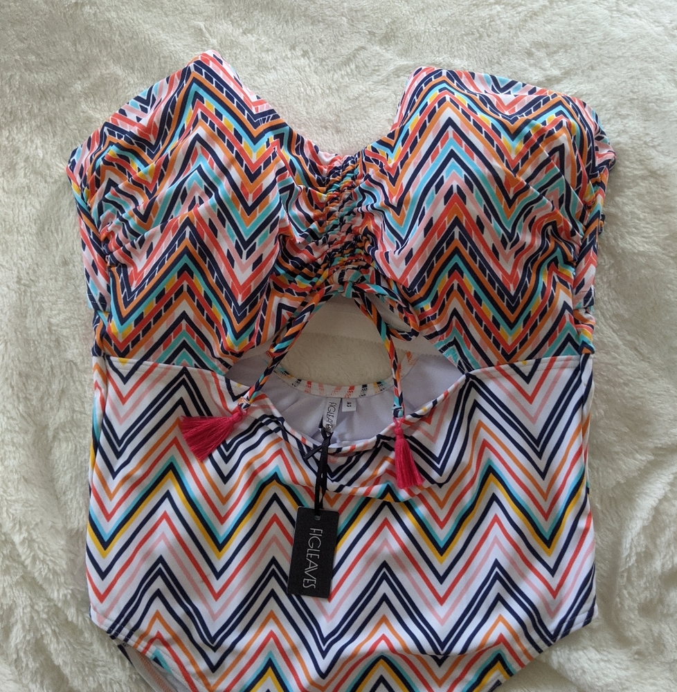 Fig Leaves 36G One Piece Bandeau Geometric Suit